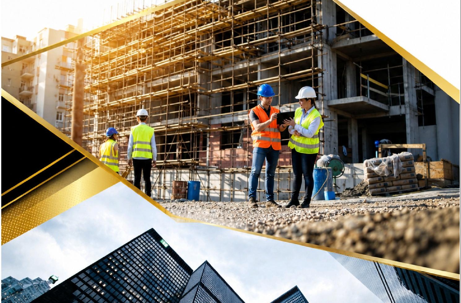 Construction team on a building project